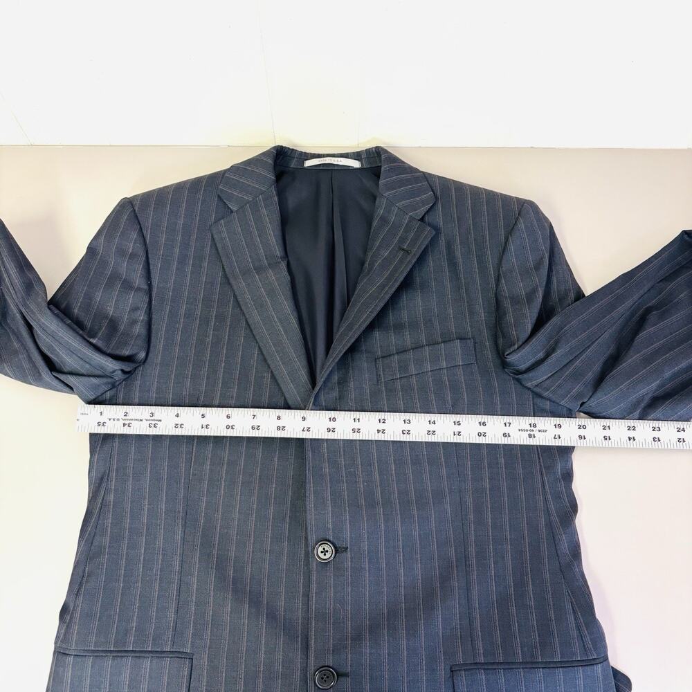 Burberry London Blazer Size 40 Long Black Pinstripe Worsted Wool 2 Button - Picture 6 of 10